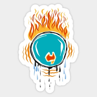 Illustration of a burning world Sticker